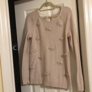 Lauren Conrad Pink Sweater with bow accents